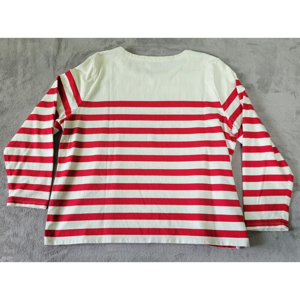 Talbots Shirt L'Amour Womens Red White Striped Size 2XL Long Sleeve Romance - Picture 4 of 7